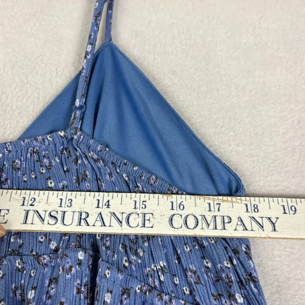 No Boundaries Blue Floral Maxi Dress Women's Size XL V-Neck Spaghetti Strap - Picture 8 of 10